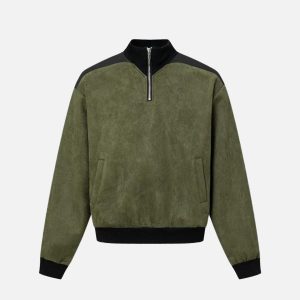 Concert Outfit Patchwork Stand Collar Sweatshirt