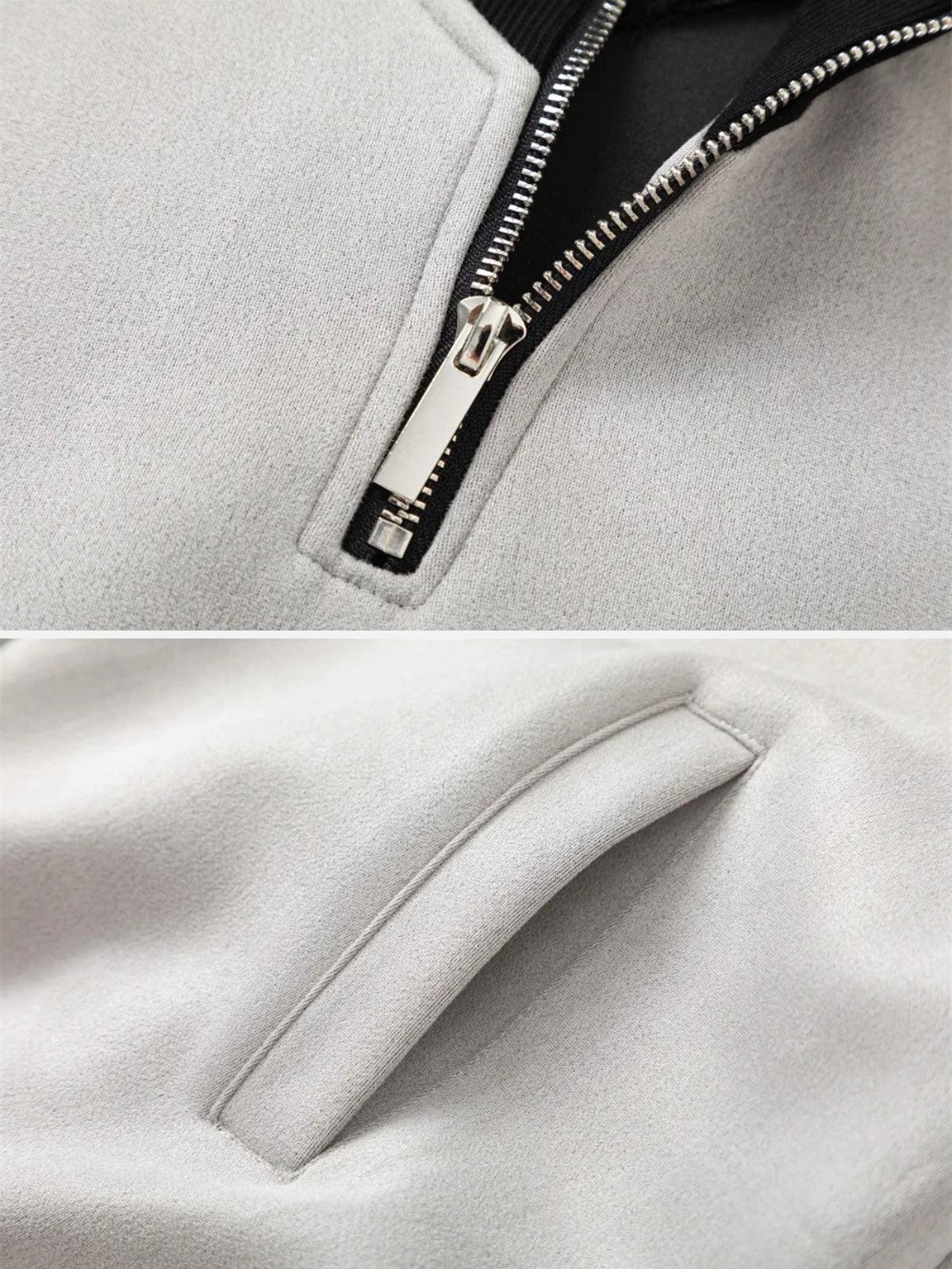 Concert Outfit Patchwork Stand Collar Sweatshirt Concert Outfit Patchwork Stand Collar Sweatshirt