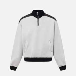 Concert Outfit Patchwork Stand Collar Sweatshirt