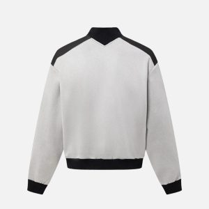 Concert Outfit Patchwork Stand Collar Sweatshirt