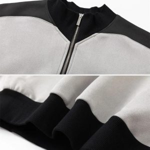 Concert Outfit Patchwork Stand Collar Sweatshirt