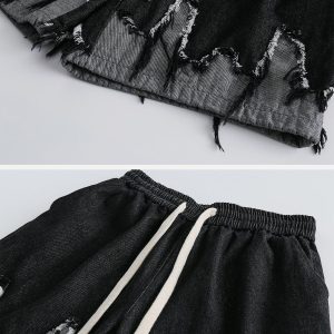 Concert Outfit Patchwork Tassel Fringe Jorts