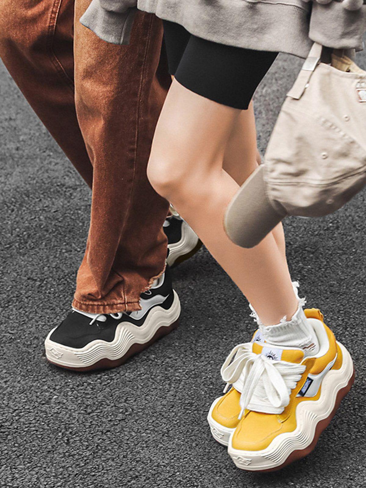 Concert Outfit Patchwork Thick Sole Dissolving Shoes Concert Outfit Patchwork Thick Sole Dissolving Shoes