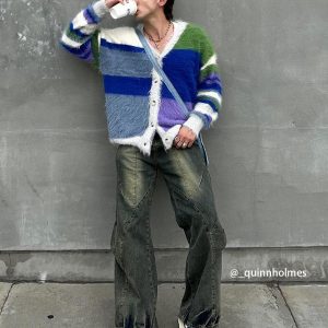 Concert Outfit Patchwork Washed Jeans