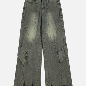 Concert Outfit Patchwork Washed Jeans