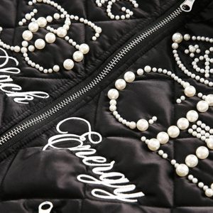 Concert Outfit Pearl Letter Diamond Quilted Jacket