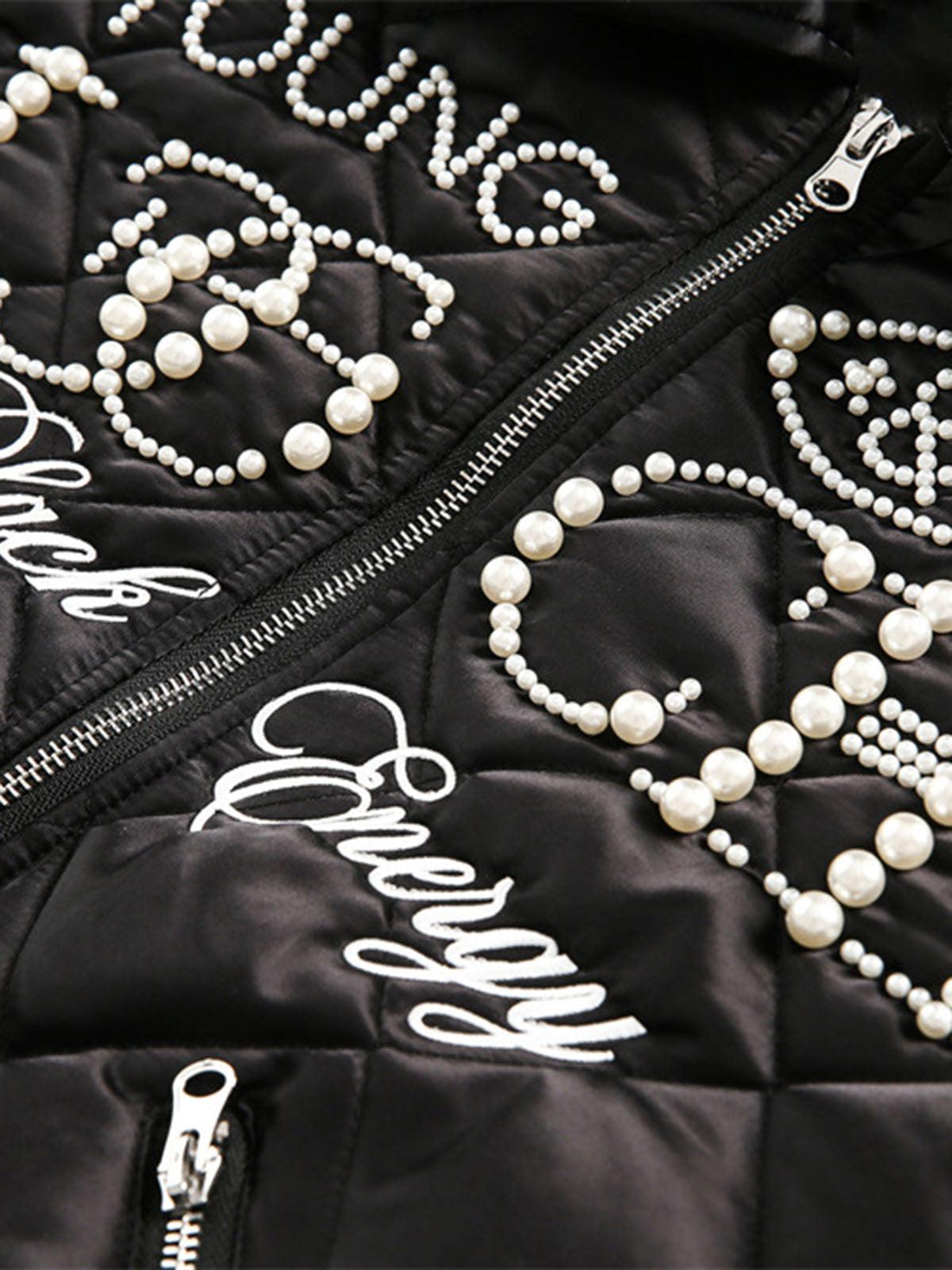 Concert Outfit Pearl Letter Diamond Quilted Jacket Concert Outfit Pearl Letter Diamond Quilted Jacket