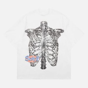 Concert Outfit Pencil Detail Skull Street Rap T-Shirt