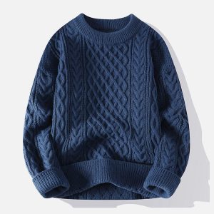 Concert Outfit Personality Twist Knit Sweater