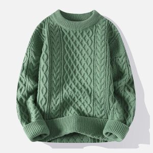 Concert Outfit Personality Twist Knit Sweater
