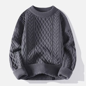 Concert Outfit Personality Twist Knit Sweater