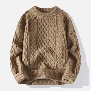 Concert Outfit Personality Twist Knit Sweater