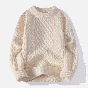 Concert Outfit Personality Twist Knit Sweater