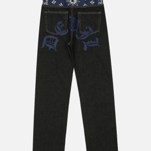 Concert Outfit Petal Letter Straight Jeans