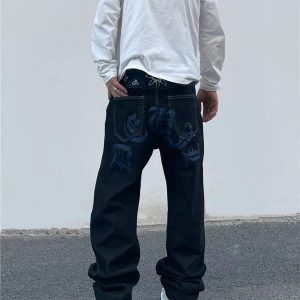 Concert Outfit Petal Letter Straight Jeans