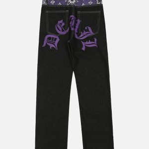Concert Outfit Petal Letter Straight Jeans