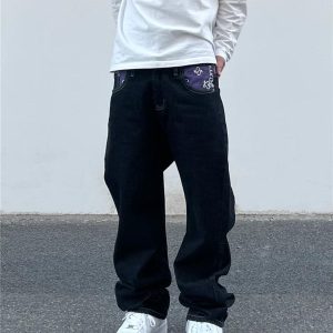 Concert Outfit Petal Letter Straight Jeans