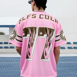 Concert Outfit Pink Flame Print Jersey T-Shirt