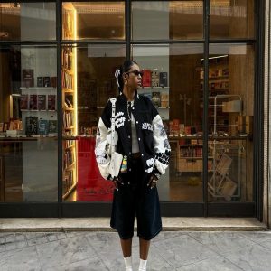 Concert Outfit Pink Terry Patch Embroidered Hip Hop Baseball Jersey