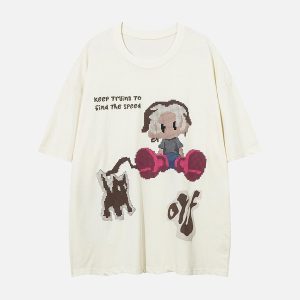 Concert Outfit Pixel Art Cartoon Graphic T-Shirt