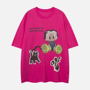 Concert Outfit Pixel Art Cartoon Graphic T-Shirt