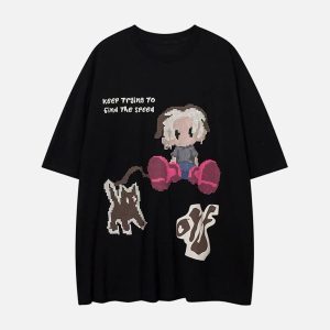 Concert Outfit Pixel Art Cartoon Graphic T-Shirt