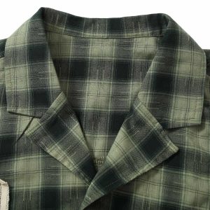 Concert Outfit Plaid Applique Printed Short Sleeve Shirt