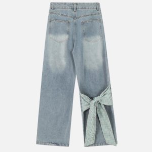 Concert Outfit Plaid Bow Loose Jeans