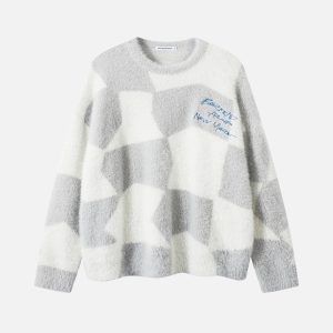 Concert Outfit Plaid Embroidered Sweater