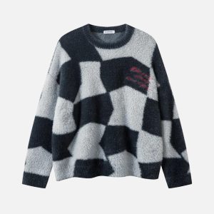 Concert Outfit Plaid Embroidered Sweater