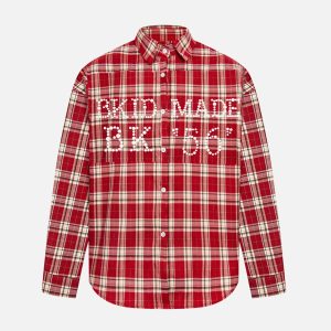 Concert Outfit Plaid Long Sleeve Shirt