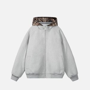 Concert Outfit Plaid Panel Hoodie