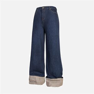 Concert Outfit Plaid Panel Jeans