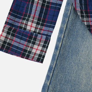 Concert Outfit Plaid Patchwork Jeans