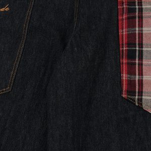 Concert Outfit Plaid Pocket Barrel Loose Jeans