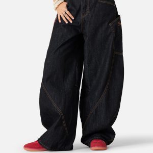 Concert Outfit Plaid Pocket Barrel Loose Jeans