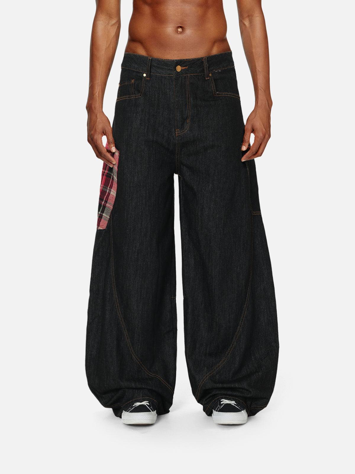 Concert Outfit Plaid Pocket Barrel Loose Jeans Concert Outfit Plaid Pocket Barrel Loose Jeans