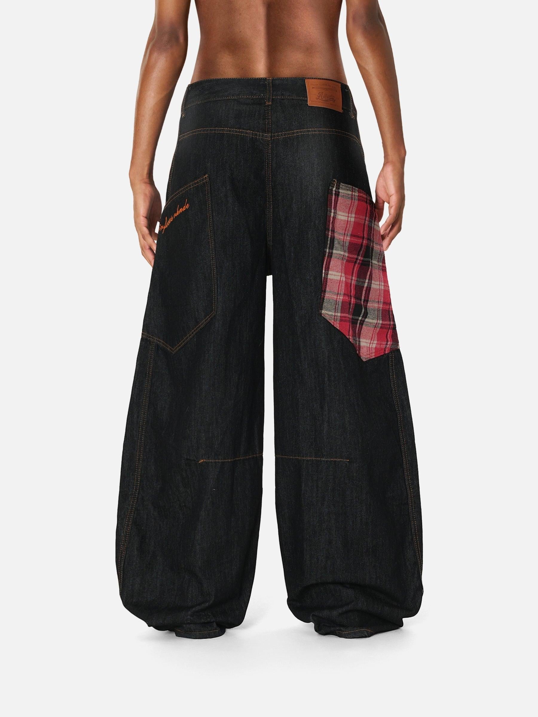 Concert Outfit Plaid Pocket Barrel Loose Jeans Concert Outfit Plaid Pocket Barrel Loose Jeans