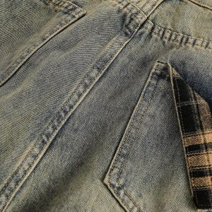 Concert Outfit Plaid Pocket Washed Jeans