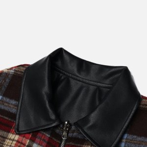 Concert Outfit Plaid Reversible Leather Jacket