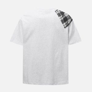 Concert Outfit Plaid Scarf Crew Neck T-Shirt