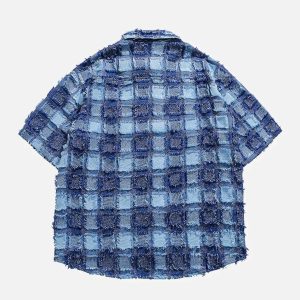 Concert Outfit PLAID Splicing Short Sleeve Shirt