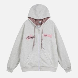 Concert Outfit Plaid Stacked Color Hoodie