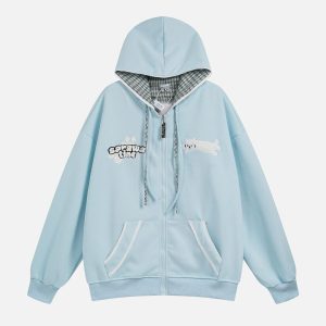 Concert Outfit Plaid Stacked Color Hoodie