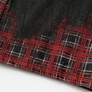 Concert Outfit Plaid Washed Print Loose Jeans