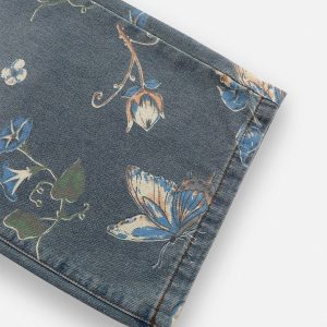 Concert Outfit Plant Flower Print Jeans