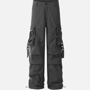 Concert Outfit Pleated Bandage Drawstring Cargo Pants