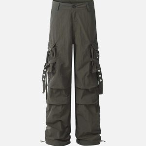 Concert Outfit Pleated Bandage Drawstring Cargo Pants