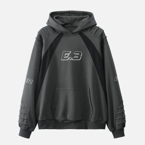 Concert Outfit Pleated Material Splicing Hoodie