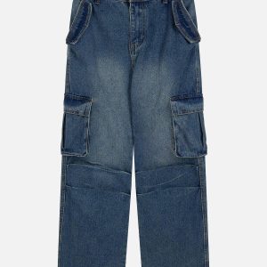 Concert Outfit Pleats Multi-Pocket Jeans